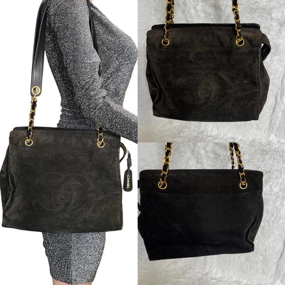 💖✨AUTHENTIC✨💖CHANEL Black Suede Shoulder Bag